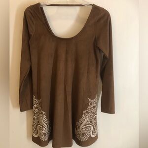 Judith March suede embroidered swing tunic